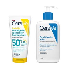 CeraVe Feuchtigkeitslotion: leichte Körperlotion für trockene bis sehr trockene Haut + CeraVe Invisible Feuchtigkeitsspendender Sonnenschutz LSF 50+