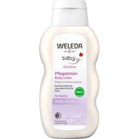 Weleda Baby Pflegelotion Weiße Malve - für hochsensible Haut. Lindert Juckreiz, spendet Feuchtigkeit