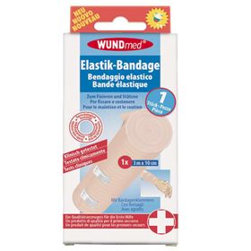 WUNDmed® Elastik-Bandage 10 cm x 3 m mit Bandageklammern