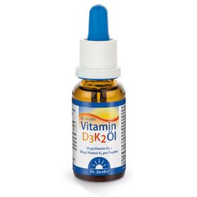 Dr. Jacob's Vitamin D3K2 Öl 800 IE/20 mcg D3+K2 640 Tropfen vegetarisch