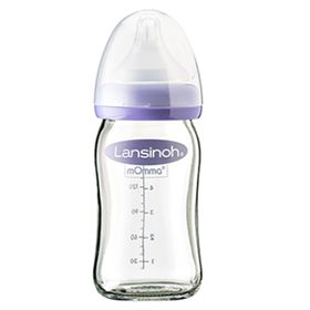 Lansinoh mOmma Glas Babyflasche 160ml mit Natural Wave Silikonsauger S