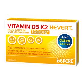 Vitamin D3 K2 Hevert plus Calcium und Magnesium 1000 IE