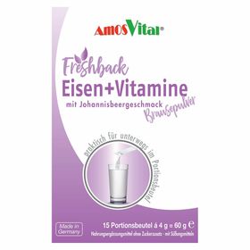 Amosvital® freshback Eisen+Vitamine Brausepulver Johannisbeere