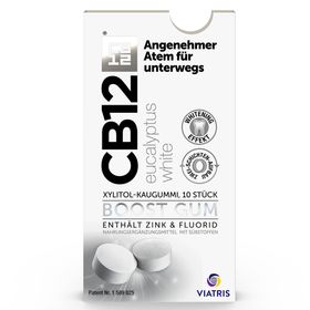 CB12 Boost Eucalyptus White Kaugummi: Zuckerfreie Mundpflege-Kaugummis gegen Mundgeruch mit Whitening-Effekt