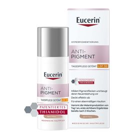 Eucerin Anti-Pigment Tagescreme mit Thiamidol®, schnell einziehende, getönte Antipigmentcreme mit LSF 30, mittel