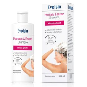 Evolsin® Ekzem & Psoriasis Shampoo bei Schuppenflechte, Ekzemen &Neurodermitis auf kopfhaut & Körper I OHNE KORTISON I Medizinprodukt I Bei Neurodermitis & Schuppenflechte Kopfhaut