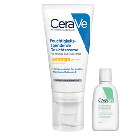 CeraVe Feuchtigkeitsspendende Gesichtscreme mit LSF 50 – für normale bis trockene Haut + CeraVe Schäumendes Reinigungsgel 20ml GRATIS