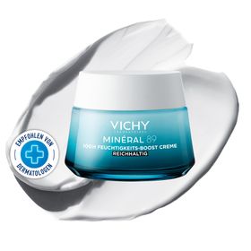Vichy Minéral 89 100H Feuchtigkeits-Boost Creme mit Duft - Reichhaltig: Für trockene Haut