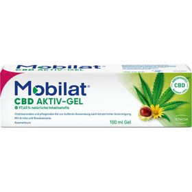 Mobilat® CBD Aktiv-Gel: Vitalisierendes und pflegendes Gel zur Entspannung beanspruchter Körperpartien. Mit hochkonzentriertem CBD (>99% Reinheit), Arnika-Extrakt und Rosskastanien-Extrakt. Kosmetikum