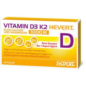 Vitamin D3 K2 Hevert plus Calcium und Magnesium 1000 IE