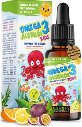 NatureCraft Vegan Algenöl Omega 3 Plus Tropfen KIDS