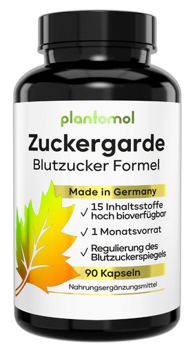 plantomol® Blutzucker Kapseln mit Kurkuma Zimt Olivenblatt OPC Bittermelone & Chrom - Zuckergarde