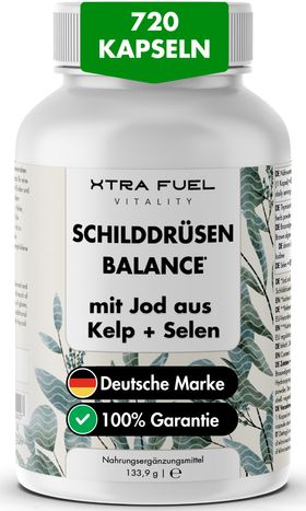 XTRA FUEL Schilddrüsen Balance - Jod (Kelp) Selen Komplex - Schilddrüse Kapseln