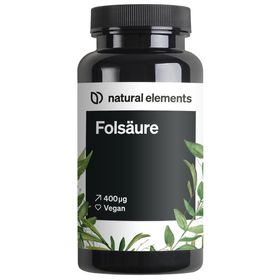 natural elements Folsäure – 400 Tabletten – 400mcg pro Tagesdosis – Kinderwunsch und Schwangerschaft