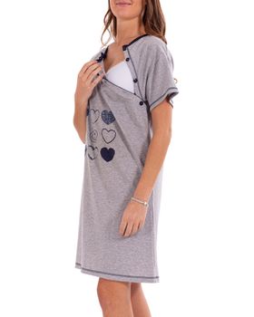 MYSANITY® Stillhemd aus Baumwolle, Kurzarm, Grau melange