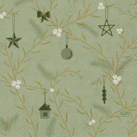 4x Servietten 33x33 3-lagig 1/4 Noel pistachio