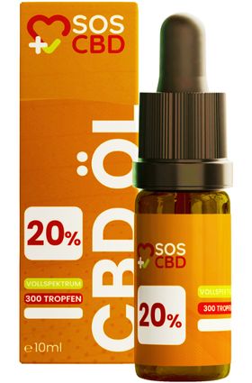SOS CBD®-ÖL 20% 10ml : 300 CBD-Tropfen mit 20% SOS CBD® als Vollspektrum-Hanföl (Cannabis-Öl)