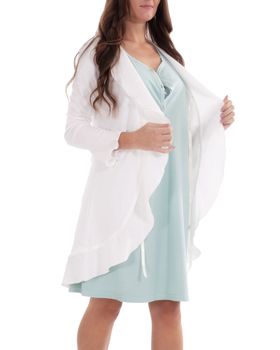 MYSANITY® Morgenmantel aus Interlook-Baumwolle, Naturweiss