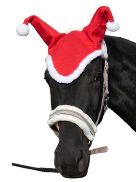 AMKA Pferde Weihnachtsmütze mit Ohren rot-weiß, Weihnachten-Nikolaus Kappe