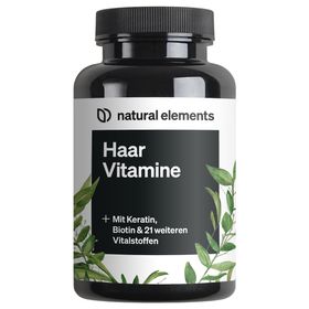 natural elements Haar Vitamine – 180 Kapseln mit Keratinhydrolysat, Biotin, Selen, Zink & mehr