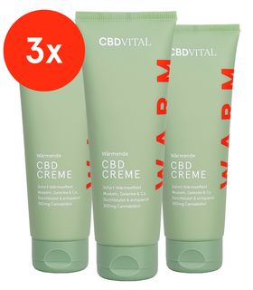 CBD VITAL Wärmende CBD Creme 100 % BIO 3er-Pack