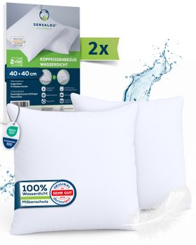 Sensalou Kissenbezug 2er Set Doppelpack wasserdicht - Kopfkissen Bezüge 40x40 cm