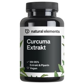 natural elements Curcuma 95% Extrakt – Curcumingehalt pro Kapsel = 10.000mg Kurkuma – 90 Kapseln
