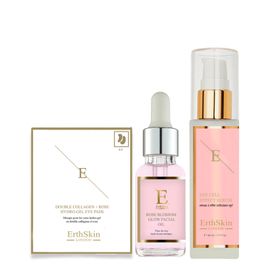 ErthSkin London Egf Cell Effect Serum + Rose Blossom Glow Gesichtsöl + Double Collagen Eye Pads