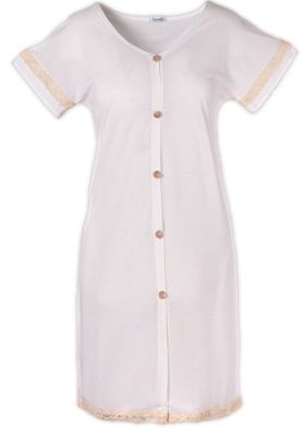 MYSANITY® Geburtshemd aus Bambus mit Spitze, Elfenbeinfarbe