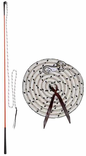 AMKA  Bodenarbeit Set mit Kontaktstock in ROT mit Seil und Bodenarbeitseil