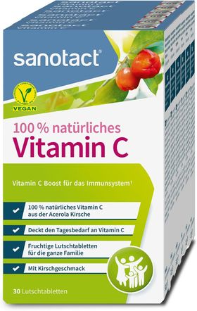 sanotact Vitamin C (Großpackung), Acerola Tabletten vegan, natürlich, für Kinder & Erwachsene