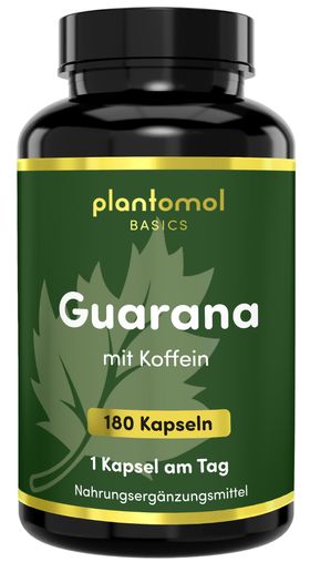 plantomol® Basics - Guarana Kapseln mit Koffein - 470mg Guarana Extrakt /Kapsel - Halbjahresvorrat