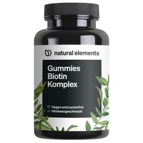 natural elements Biotin Haar Gummies – 120 Stk – zuckerfrei 5000μg Biotin/Tagesdosis – Himbeer