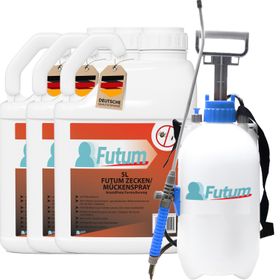 FUTUM 3x5L Zecken- / Mückenspray + 5L Sprüher