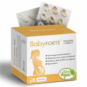 BabyFORTE Folsäure + Omega-3 | vegan | Schwangerschaftsvitamine & Stillzeit | DHA & EPA