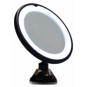 UNIQ Runder Spiegel mit LED-Licht und Saugnapf x10 Vergrößerungsspiegel - Schwarz