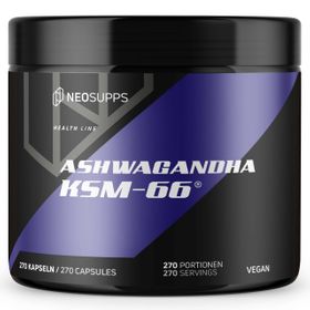 Neosupps Ashwagandha KSM-66, 100% Wurzelextrakt, 5% Withanoliden, 270