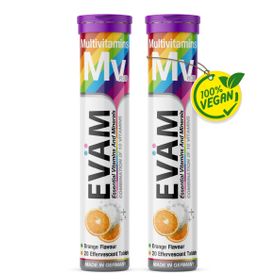 EVÄM Multivitamin Brausetabletten, 10 Vitamine | Energie & Immunsystem | Vegan - 2 Set