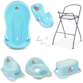 Babykajo 7 Set Baby Badewanne mit Gestell + Sitz + Abfluss + Töpfchen + Hocker + Toilettentrainer