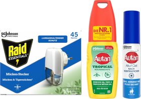Autan und Raid Kombi-Pack, ideal zum Schutz gegen Mücken auf Reisen