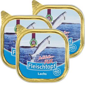 Schecker DOGREFORM Fleischtopf Schälchen PUR Lachs - 100%Lachs - Nassfutter