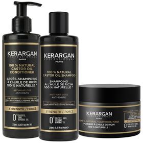 Kerargan – Trio Shampoo, Conditioner & Maske mit Rizinusöl
