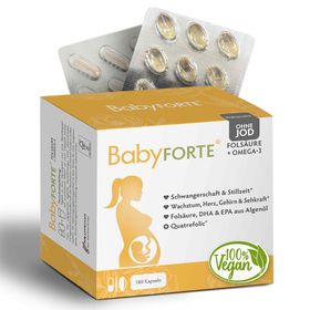 BabyFORTE Folsäure + Omega-3 ohne Jod | Schwangerschaftsvitamine & Stillzeit Vitamine