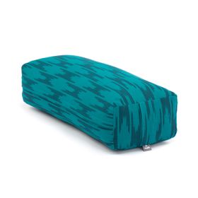 ETHNO Collection: Salamba (rechteckig) Yoga-Bolster Ikat-Webstoff, blau-grün gem., Dinkelhülsen