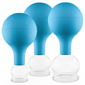 Schröpfgläser Set aus Echtglas Trio klein Blau