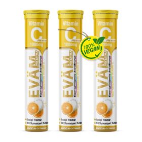 EVÄM Vitamin C 1000 Hochdosiert, Brausetabletten- 3 Set