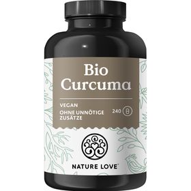 NATURE LOVE® Bio Curcuma - 240 Kapseln - mit Curcumin aus Kurkuma und Piperin aus schwarzem Pfeffer