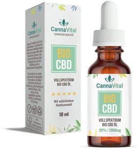 CBD Öl Bio Vollspektrum 20% Tropfen 10 ml mit Cannabidiol | Laborqualität CannaVital®