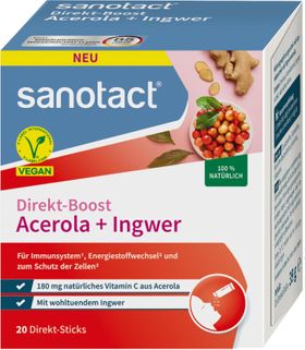 sanotact® Direkt-Boost Acerola + Ingwer Immun­system Sticks