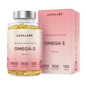 Aavalabs Omega 3 Fettsäuren 2000mg Premium Fischöl | 1000mg EPA, 500mg DHA